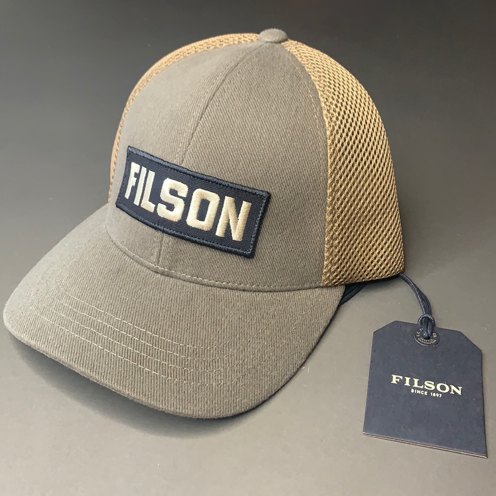 C.C. Filson Mesh Logger Cap, Hat, Olive, Patch - NEW